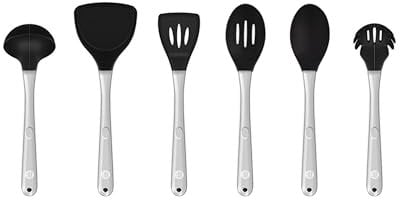 Good Food in Partnership with TOWER GF832252 Create Delicious Meals for The Whole Family Using This Versatile 6 Piece Utensil Set, Silicone, Stainless Steel, Black
