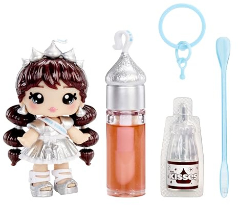 Yummiland x Licensed Sweets Lip Gloss Doll: Hershey’s Kisses - Coco Kisses - Includes 1 Doll, DIY Lip Gloss + Removable Keychain, Cosmetic Play, Collectible, Suitable for Children Ages 4+