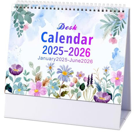Bailinks Tischkalender 2025-2026, Monats-, Tagesplaner für Büro & Zuhause, Januar 2025 - Juni 2026, idealer Aufstellkalender im kompakten Format, Perfekt für Organisation und Planung (Stil03)