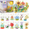 TOY Life 36 Pack Party Favors for Kids, Tiny Plants Mini Flowers Building Blocks Set for Classroom Prize, Flowers Botanical Succulents Building Toy with Gift Cards, Birthday Gifts for Boys Girls 6+