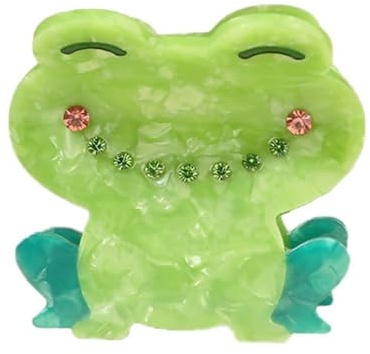 Haarklammern mit Strasssteinen, Tier-Design, niedlicher grüner Frosch, hochwertige Haarspangen für Damen, dünnes, dickes, lockiges Haar, rutschfest, starker Halt, Kiefer-Haar-Accessoires, Haarspangen