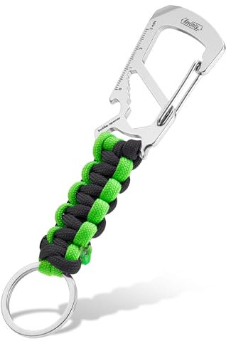 KeyUnity KC00 Paracord Keychain Carabiner Clip, Paracord Bracelet Kit, Paracord Keyring, Carbine Hook Keychain, Carabiner Keyring, Key Clip For Trousers, for Men Women Camping (Green Black)