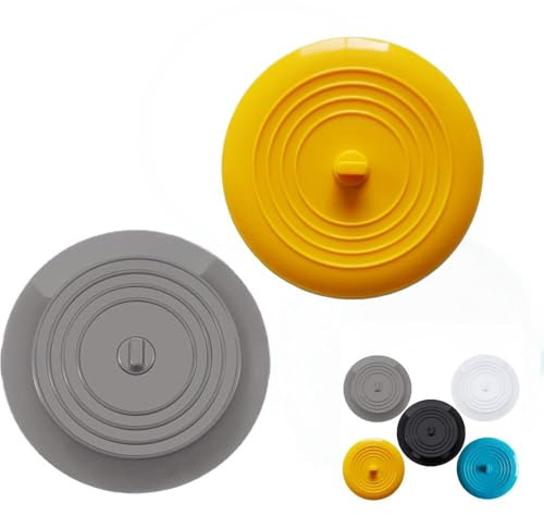 RQzaufania 2 Pezzi 15 cm di Diametro Tappo Vasca in Silicone, Tappo di Scarico Tappo Universale per Lavello e Lavabo Della Cucina, Vasca da Bagno (Giallo e Grigio)