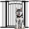 PawHut Barrera para Perros Puerta para Perros 76-104 cm Barrera de Seguridad para Mascotas con 2 Extensiones 7/14 cm Fácil Montaje Cierre Automático Doble Bloqueo para Escaleras y Puertas Negro