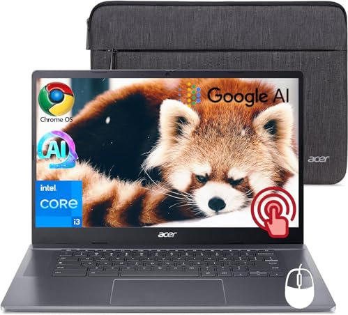 acer Chromebook Plus 514 Laptop with Google AI, Intel 8-Core i3-N305, 8 GB LPDDR5, 512 GB SSD, 14 FHD IPS Touch Screen, Wi-Fi 6E, 1080P Webcam, Chrome OS, 7-in-1 Docking Station, Wireless Mouse