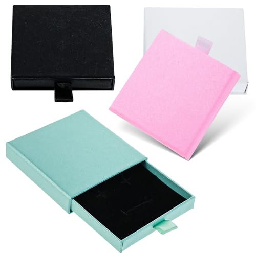 oruola 4 Stück Geschenkbox Klein,Schmuckkästchen Armband,Schmuck Geschenkbox für Armbänder,Ohrringe,Halsketten,Schmuckgeschenke,Quadratische Schmuckschachtel Klein,Mehrfarbig