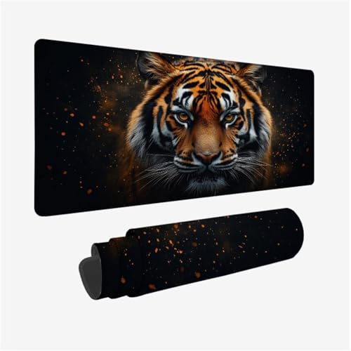 Tiger Mauspad, Großer Kunst Schreibtischunterlage rutschfeste Gummibasis Mousepad 900x400x3mm, Großer Schreibtischunterlage Schutz Schreibtisch Zubehör PC, Verbessert Präzision und Geschwindigkei