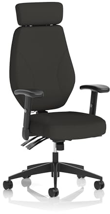 Dynamic Nexus High Back Black Fabric Ergonomic Task Operator Office Chair with Arms and Headrest Black Fabric