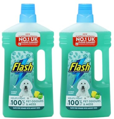 Flash Floor Cleaner Liquid PET Cleaner, 2 x 1L - Citrus Scent, with Febreze Technology