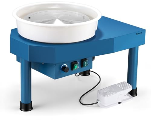 Huanyu Torno de alfarero de 30 cm con Sistema de Plato Giratorio. Torno eléctrico de 350 W con Control Manual/de pie para Adultos y Principiantes, con Kit de Herramientas de alfarería