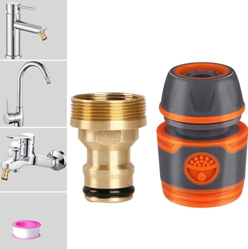 Kit di connettori per rubinetto da interno + connettore per tubo, set di raccordi universali per rubinetto da cucina, adattatore per tubo flessibile per lavello da cucina (kit di connettori per