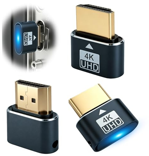 Piaeny 3 Stück HDMl Dummy Plug 4K@60Hz Headless Ghost Display Emulator, Virtueller Monitor Adapter für Remote Desktop, GPU Mining & Server, Kompatibel mit Windows, Linux, OS