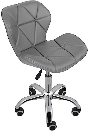 Charles Jacobs Home Office Swivel Computer Desk Chair with a Height Adjustable Chrome base and Wheels - Grey PU