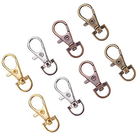 nbeads 100 Stücke Legierung Swivel Karabiner Verschlüsse Lanyard Clips Swivel Karabinerhaken für Schlüssel Split Ring, Mischfarbe