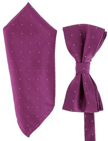 SHIPITNOW Noeud Papillon et Pochette Costume Fushia - 18 coloris - Ensemble Noeud Papillon Homme à motif Classe et Mouchoir de Poche - Mariage, Soirée