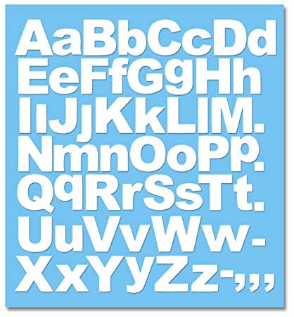 1 x Set von A-Z weißen Großbuchstaben und kleinen Buchstaben – abnehmbare, selbstklebende wasserfeste, langlebige Vinyl-Aufkleber – digital auf die Aufkleberform zugeschnitten – Größe 20 mm
