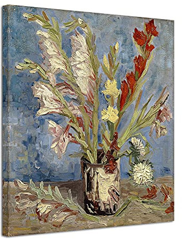 Wieco Art Vase mit Gladiolen- und China-Astern, großer moderner Giclée-Kunstdruck, Wandkunst von Van Gogh, berühmte Kunstwerke, Ölgemälde, Reproduktion, abstrakte Blumen, Bilder für Bürodekoration