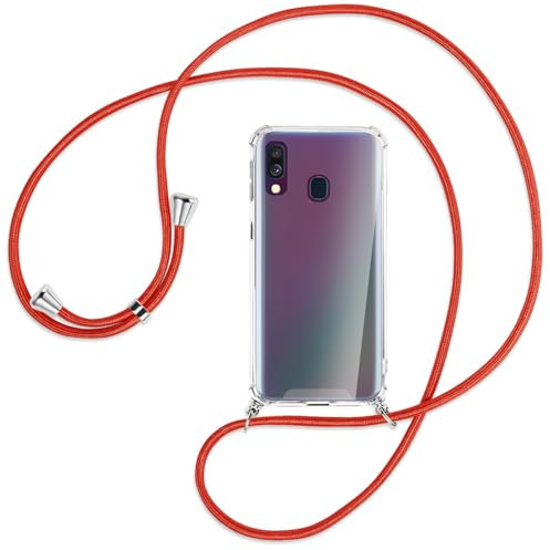 mtb more energy Handykette kompatibel mit Samsung Galaxy A40 (SM-A405, 5.9'') - rot - Smartphone Hülle zum Umhängen - Anti Shock Full TPU Case