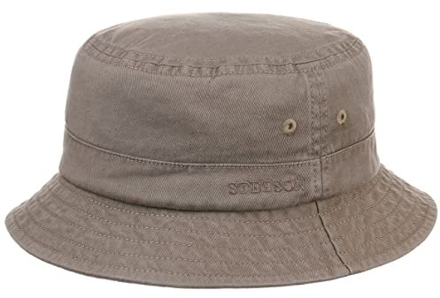Stetson Organic Cotton Hut mit UV-Schutz Damen Herren 100% Bio-Baumwolle Knitterfrei Nachhaltig Bucket Hat Packable Anglerhut Frühjahr Sommer Taupe M (56-57 cm)