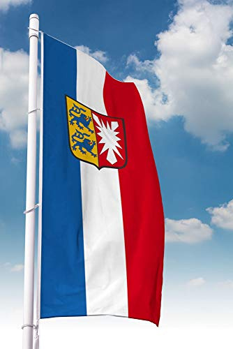 Deitert Bundesland-Flagge Schleswig-Holstein – 150x400 cm Schleswig-Holstein Fahne mit Wappen im Hochformat, Hissfahne aus reißfestem Polyester