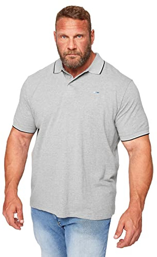 BadRhino Big & Tall Marl Tipped Core Polo Shirt - Men's - Plus Size Curve Grey