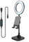 digipower LED Ringlicht Schreibtischlampe mit Smartphone- und Tablet-Halterung inkl. Akku, höhenverstellbar, für Videocalls am Arbeitsplatz und Home Schooling, schwarz, DP-WSH-PH6, weiß