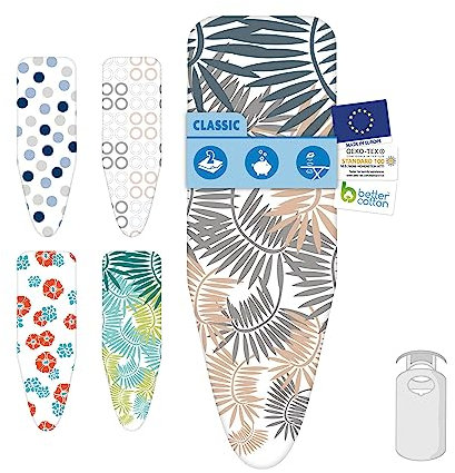 LaundrySpecialist Premium housse de table à repasser Classic 2 couches - Extra perméable à la vapeur - Taille S/M MAX. 42 x 125cm - Comprend une couche de mousse de 3MM - Ajustement parfait