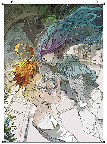CosplayStudio The Promised Neverland Rollbild | Kakemono aus Stoff | Poster 90x60cm | Motiv: Emma & Mujika (B)