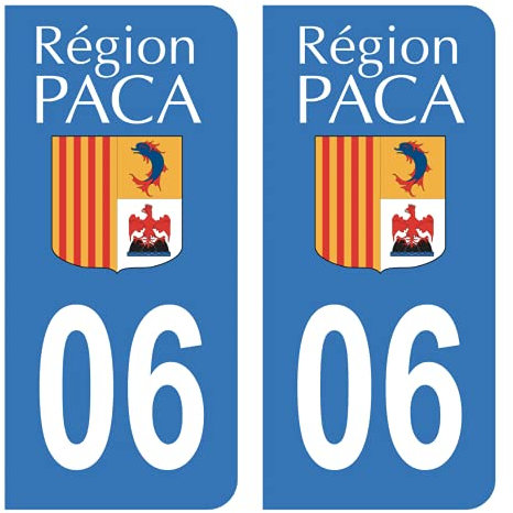 HADEXIA Autocollant Stickers Plaque immatriculation Voiture Auto département 06 Alpes-Maritimes Ancien Logo Région PACA