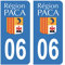 HADEXIA Autocollant Stickers Plaque immatriculation Voiture Auto département 06 Alpes-Maritimes Ancien Logo Région PACA