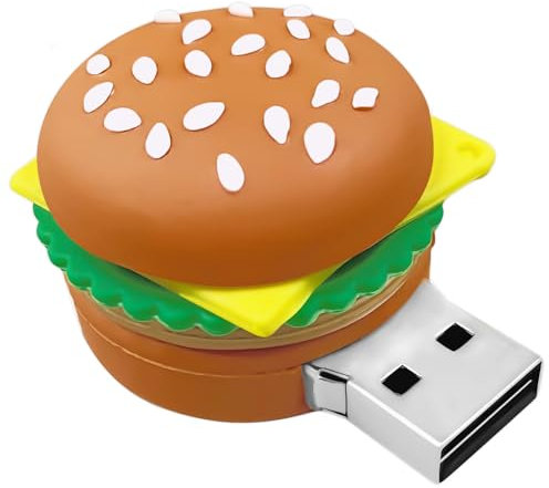 BorlterClamp 64GB USB-Stick in Hamburger-Form Neuartiges und Süßes USB-Flash-Laufwerk Speicherstick für Externe Datenspeicher