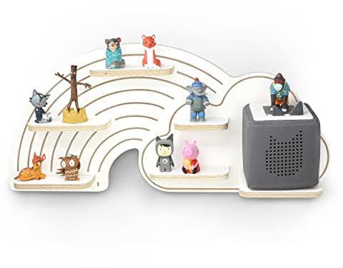 stadtecken Kinder Holz Regal für Musikbox I Regenbogen I Geeignet für die Toniebox und ca. 20 Tonies I Geschenk I Spielen I Sammeln I zum Aufhängen