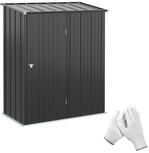 Outsunny Cobertizo de Chapa de Acero para Herramientas de jardín, Cobertizo para Herramientas con Cerradura, 161,5x94,5x196cm, Negro
