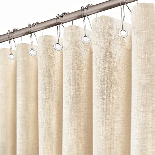 Awellife Rideau de douche en lin texturé de style rustique bohème pour salle de bain 183 x 183 cm