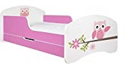 BDW Kinderbett mit Matratze und Bettkasten - NEU, 140/160/180/190 Verschiedene Motive Für Junge Eule (Rosa, 140x70)