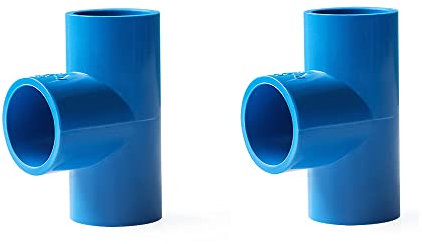 2 raccordi per tubi in PVC a 3 vie di diametro uguale a T per la fornitura di acqua fai da te da giardino rack serra (75 mm, blu)