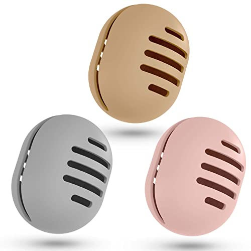 Fauxomor Lot de 3 Respirant Porte-éponge de Maquillage pour les Voyages,Support Eponge Maquillage en Silicone Incassable,étui Portable pour tous Les Types Beauty Blender,Kaki+Rose+Gris