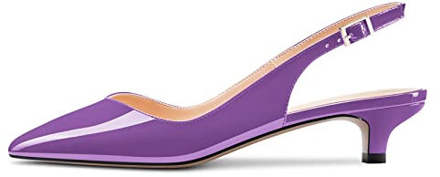 HDEUOLM Donna Gattini Basso Tacco Heel a Punta Sandali Slingback Slip-on Pumps Feste Dress 3.5 CM Heels Viola A 35 EU