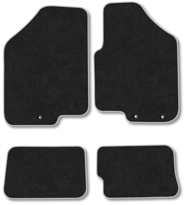 Kia Soul (2011-2014) Car Mats Accessories Tailored Fit Carpet Floor Mats Non Slip Grey Trim Accessory Compatible Front Rear Set Anti Slip Full Coverage Granulated Backing Hand-Finished Clips