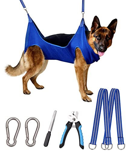 Kkiimatt 10 in 1 XXXL Dog Grooming Hammock Harness with Nail Clipper,Nail File,Dog Nail Trimming Clipping Hammock,Dog Grooming Sling for Nail Trimming/Clipping