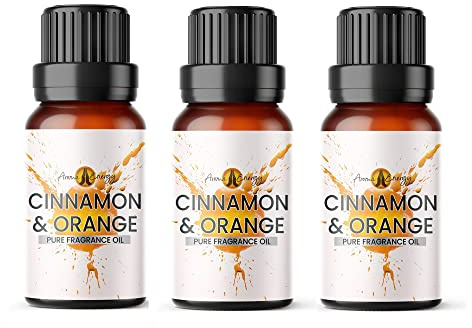 Aroma Energy Cinnamon Orange Fragrance Oil for Christmas Diffusers, 3x10ml | For candle making, perfume oil, xmas wax melts, soap, bath bombs, potpourri & slime, concentrated scent, Vegan, UK made