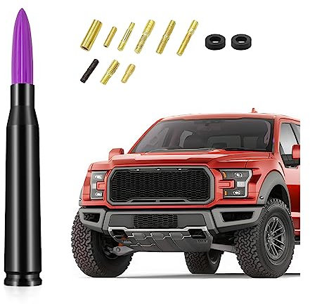 CGEAMDY Universal Car Antenna Replacement Compatible with Most Cars Trucks SUVs, Pickups Radio Replacement Short Antenna - Made of Rugged Billet and Aluminum, Black, Car Accessories(Purple)