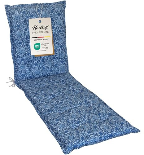 Herlag Liegenauflage Valeria 190x60x7,5cm | Gartenmöbelauflage Liege Mandala-Muster | Polsterauflage Sonnenliege | Design-Edition | UV-Schutz | Öko Tex 100 | Blau Mandala