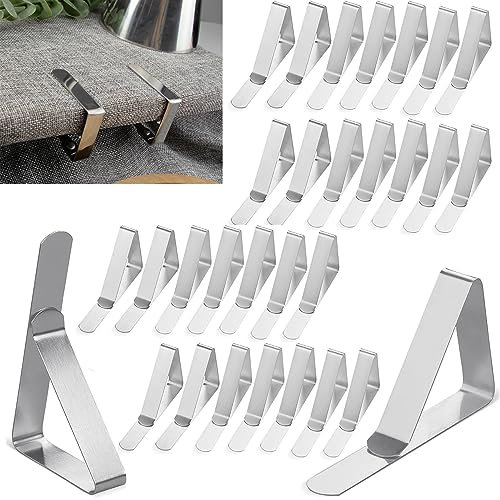 Cezmkio Lot de 30 pinces à nappe - En acier inoxydable - 4 x 5 cm - Idéal pour restaurant, pique-nique, tente, mariage, remise de diplôme
