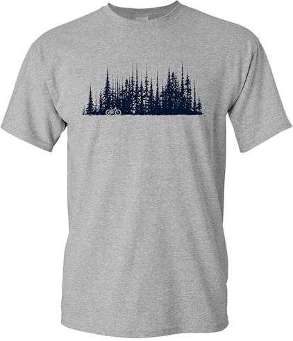 Baddery Fahrrad T-Shirt Herren - „Bike Wood“ (Heather Grey XL)