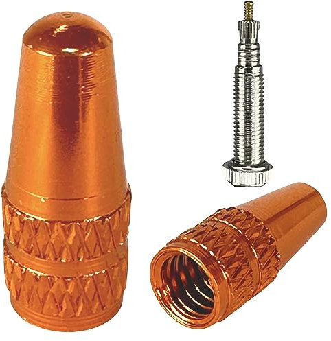 Fantic26 Fahrrad Alu Ventildeckel Ventilkappen SV Presta/Französischen Ventil für I MTB I Ebike I Rennrad I Gravel 1Paar (2 Stück) (Orange)