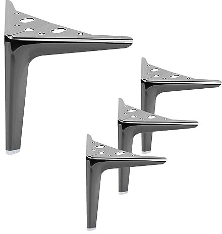 4 Stück Schwarz Möbelfüße,Modernes Metall Dreieck Möbelfüße,Metall Möbelbeine,DIY Ersatz für Schrank Füße für Sofas/Schränke/Kleiderschränke/Nachttische/TV-Schränke (20cm/7.87in)