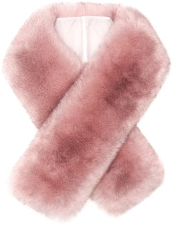 Futrzane Siberian Sciarpa - Scialle Pelliccia Sintetica Donna - Collo Elegante (Rosa Siberian)