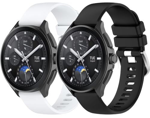 Yikamosi Compatible avec Xiaomi Watch 2 Pro Bracelets pour Femmes et Hommes,libération Rapide Silicone Souple Fermoir en acier inoxydable Remplacement Bracelet pour Xiaomi Watch 2 Pro,Blanc+Noir