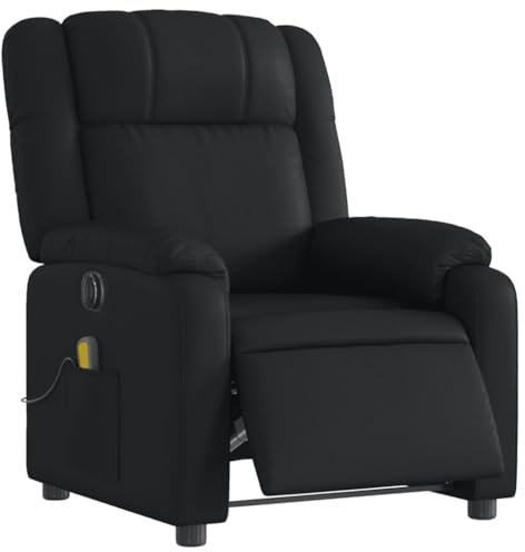 vidaXL Massagesessel Elektrisch, Sessel Verstellbare Rückenlehne Fußteil, Fernsehsessel Relaxsessel mit Liegefunktion, Liegesessel Polstersessel Ruhesessel, Schwarz Kunstleder